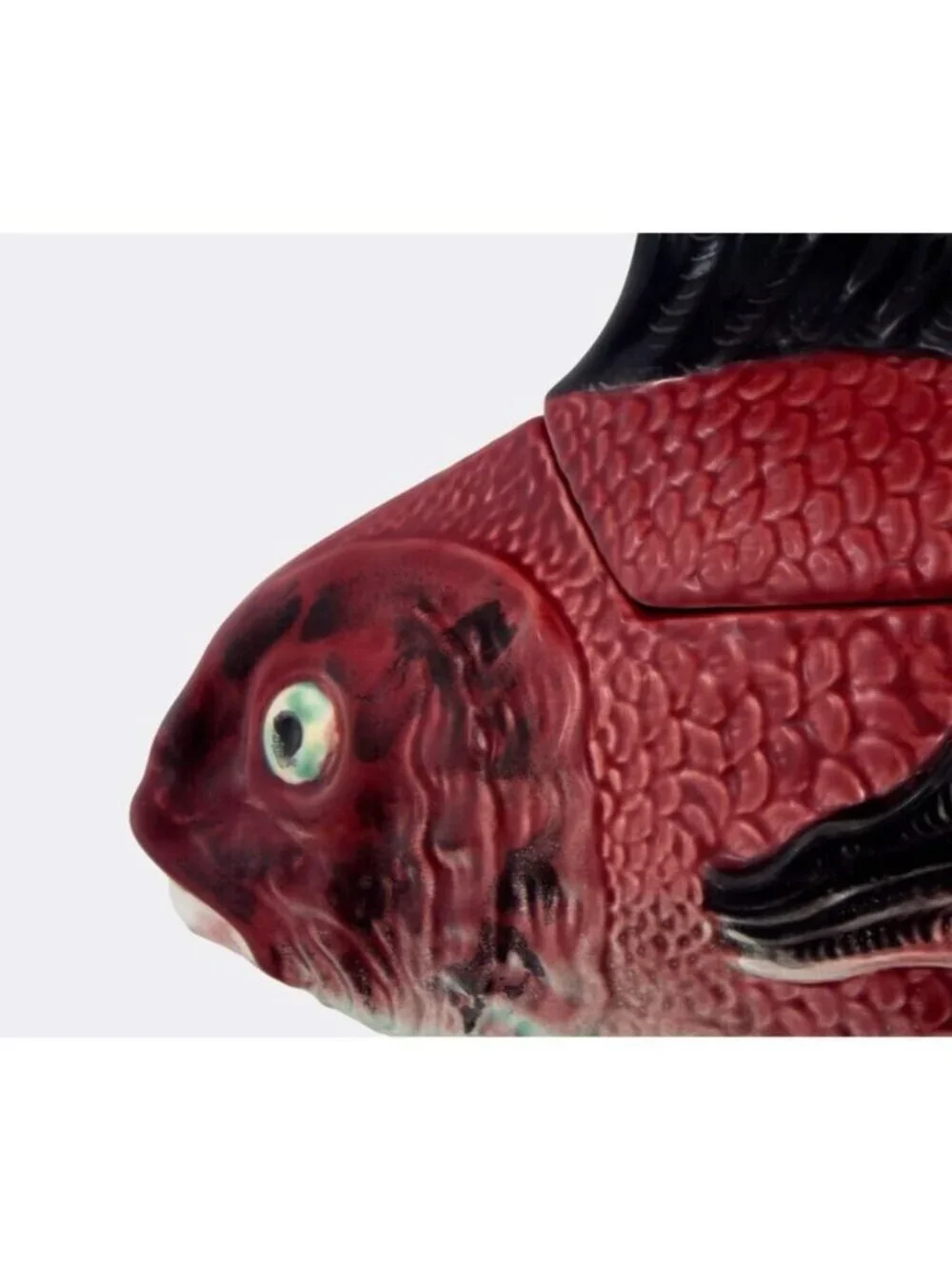 Bordallo Pinheiro Majolica Ceramic Red Fish Covered Dish Tureen Centerpiece NEW